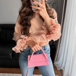 ZARA Pleated Ruffle Sleeve top 1971-161